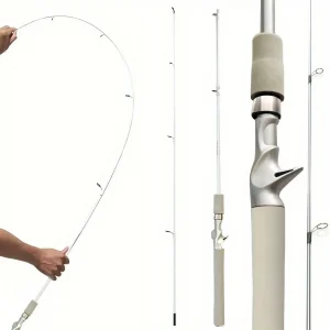 1pc-180cm/ 70.86inch White Fishing Rod, Durable Fiberglass, Comfortable feel.