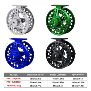 F1FD 3/4 5/6 7/8 Fly Fishing Reel 2+1BB 1:1 Spool Reel Tackle Accessories for Trout