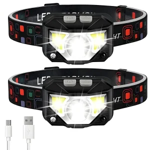 USB Rechargeable LED Headlamp - Waterproof Red Light for Night Fishing.
