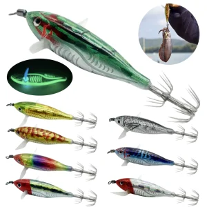 Wood Shrimp 5.5g Laser Luminous Floating Egi lure Squid Jigging Shrimp Octopus Cuttlefish Night Fishing Baits Sea