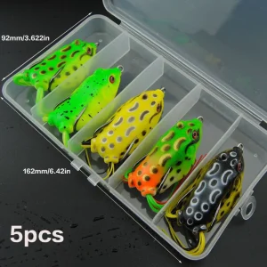 5 Pieces of High-Quality Frog-Shaped Baits with Storage Box - Suitable for Upper Freshwater Fishing