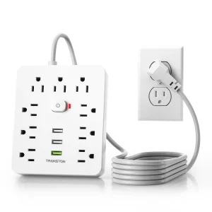Surge Protector, 5ft Extension Cord, Quick Charge, For Home and Office,White