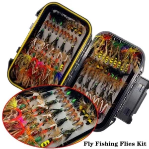 24/40/84/114pcs Dry/Wet Fishing Fly Assortment Trout Bass Fishing with Fly Box